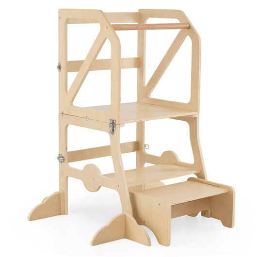 Multifunctional Kids Kitchen Step Stool with Removable Safety Bar and Fixing Buckles LuxuryLifeWay Online Store