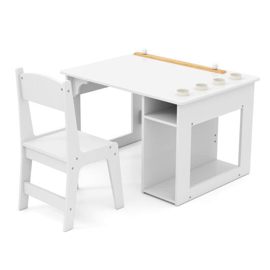 Kids Art Table and Chair Set Toddler Craft Drawing Desk-White LuxuryLifeWay Online Store