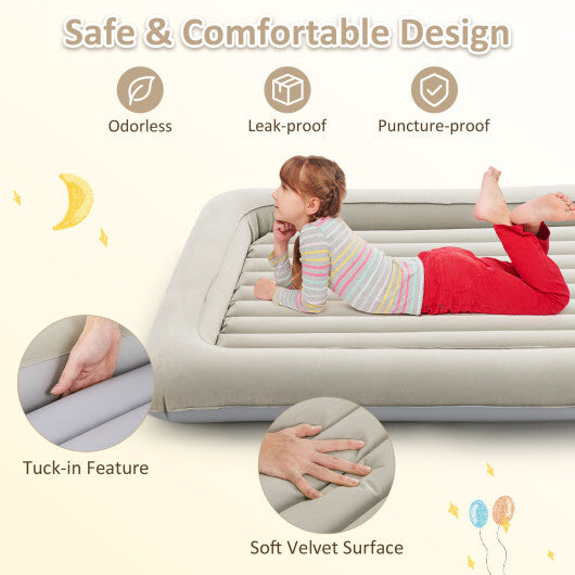 Inflatable Toddler Travel Bed with Electric Pump and Raised Bed Rails-Gray - Color: Gray LuxuryLifeWay Online Store