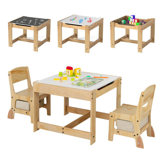 3 in 1 Kids Table and Chair Set with Removable Tabletop and 2 Storage Drawers-Gray LuxuryLifeWay Online Store
