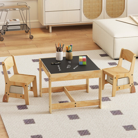 3 in 1 Kids Table and Chair Set with Removable Tabletop and 2 Storage Drawers-Gray LuxuryLifeWay Online Store