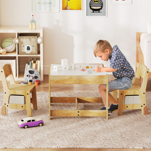 3 in 1 Kids Table and Chair Set with Removable Tabletop and 2 Storage Drawers-Gray LuxuryLifeWay Online Store