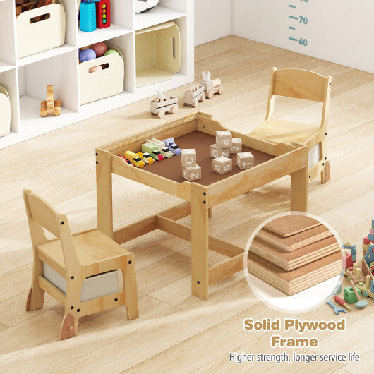 3 in 1 Kids Table and Chair Set with Removable Tabletop and 2 Storage Drawers-Gray LuxuryLifeWay Online Store