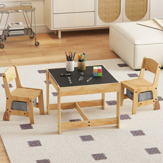 3 in 1 Kids Table and Chair Set with Removable Tabletop and 2 Storage Drawers-Gray LuxuryLifeWay Online Store