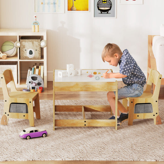 3 in 1 Kids Table and Chair Set with Removable Tabletop and 2 Storage Drawers-Gray LuxuryLifeWay Online Store