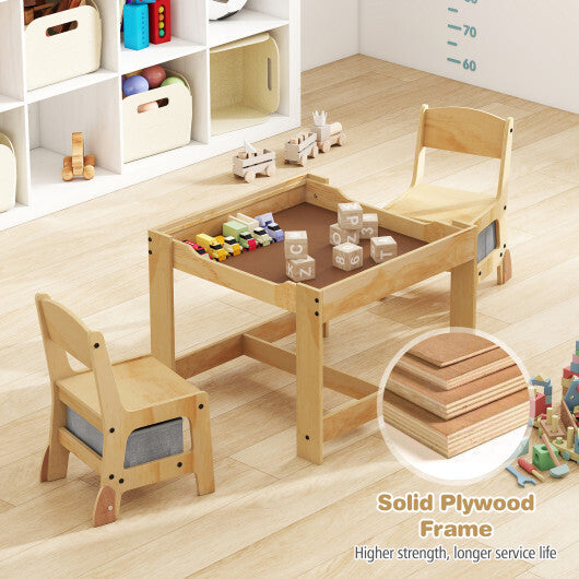 3 in 1 Kids Table and Chair Set with Removable Tabletop and 2 Storage Drawers-Gray LuxuryLifeWay Online Store