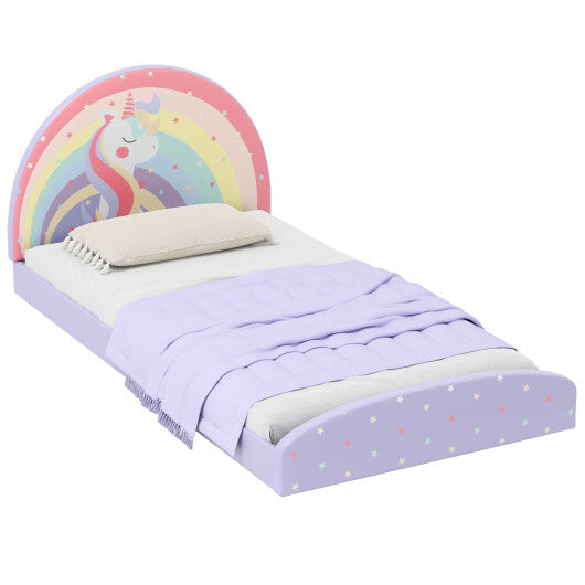 Twin Floor Bed Frame Upholstered Twin Size Kids Floor Bed with 210D Oxford Cloth Floor Mat-Blue LuxuryLifeWay Online Store