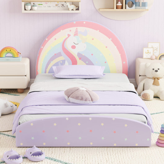 Twin Floor Bed Frame Upholstered Twin Size Kids Floor Bed with 210D Oxford Cloth Floor Mat-Blue LuxuryLifeWay Online Store