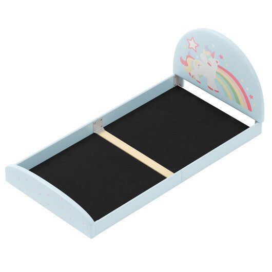 Twin Floor Bed Frame Upholstered Twin Size Kids Floor Bed with 210D Oxford Cloth Floor Mat-Blue LuxuryLifeWay Online Store