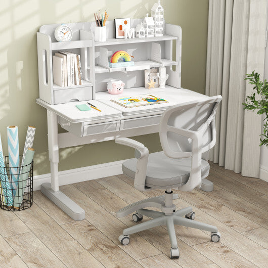Kids Desk Chair Children Study Chair with Adjustable Height Armrest and Footrest-Blue