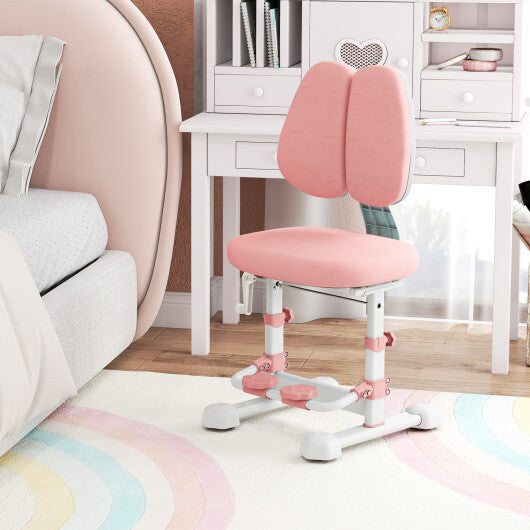 Kids Study Chair with Adjustable Double Backrest and Footrest-Blue