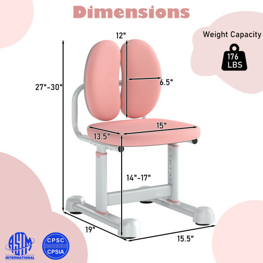 Kids Desk Chair Children Study Chair with Double Back Support and Adjustable Height-Gray LuxuryLifeWay Online Store