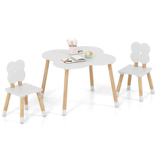 Flower-shaped Kids Table Set with Solid Pine Wood Legs-White LuxuryLifeWay Online Store