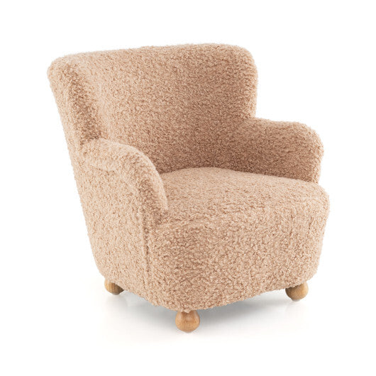 Sherpa Kids Sofa Comfy Toddler Armchair with Solid Rubber Wood Legs-Rustic Brown LuxuryLifeWay Online Store