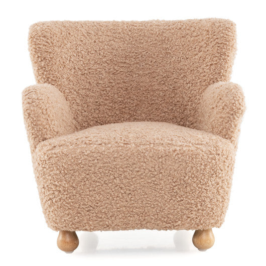 Sherpa Kids Sofa Comfy Toddler Armchair with Solid Rubber Wood Legs-Rustic Brown LuxuryLifeWay Online Store
