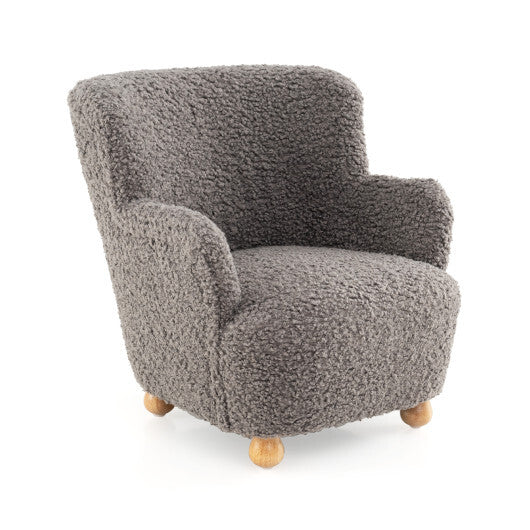 Sherpa Kids Sofa Comfy Toddler Armchair with Solid Rubber Wood Legs-Rustic Brown LuxuryLifeWay Online Store