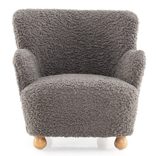 Sherpa Kids Sofa Comfy Toddler Armchair with Solid Rubber Wood Legs-Rustic Brown LuxuryLifeWay Online Store