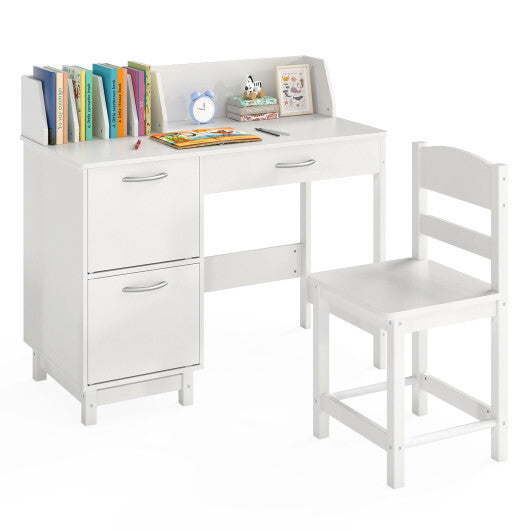 Wooden Kids Study Desk and Chair Set Student Workstation-Pink LuxuryLifeWay Online Store