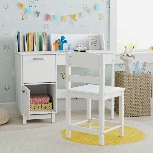Wooden Kids Study Desk and Chair Set Student Workstation-Pink LuxuryLifeWay Online Store
