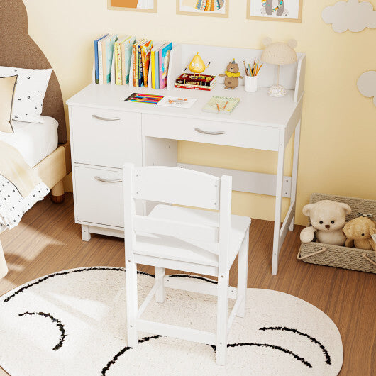 Wooden Kids Study Desk and Chair Set Student Workstation-Pink LuxuryLifeWay Online Store