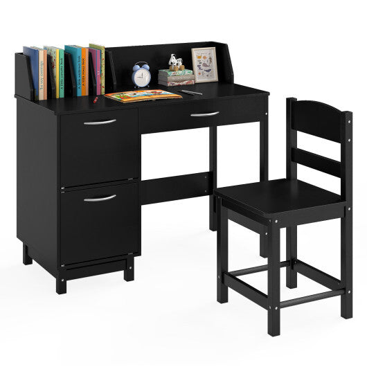 Wooden Kids Study Desk and Chair Set Student Workstation-Pink LuxuryLifeWay Online Store