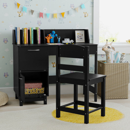 Wooden Kids Study Desk and Chair Set Student Workstation-Pink LuxuryLifeWay Online Store