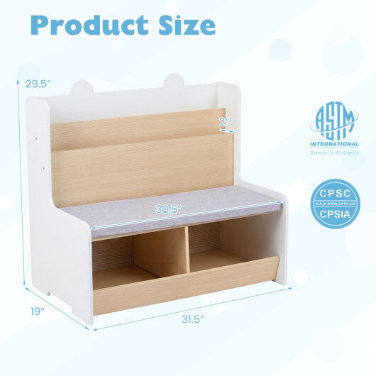 Kids Reading Nook with Bench Bookshelf and 2 Cubbies-White LuxuryLifeWay Online Store
