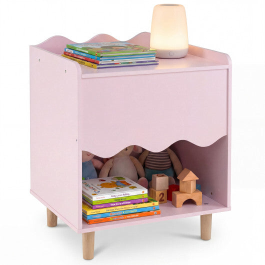 Toddler Scalloped Side Table with Wide Top & Open Compartment-Pink LuxuryLifeWay Online Store