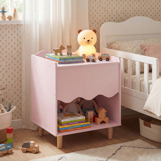Toddler Scalloped Side Table with Wide Top & Open Compartment-Pink LuxuryLifeWay Online Store