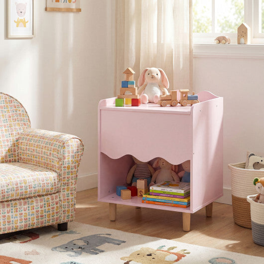 Toddler Scalloped Side Table with Wide Top & Open Compartment-Pink LuxuryLifeWay Online Store