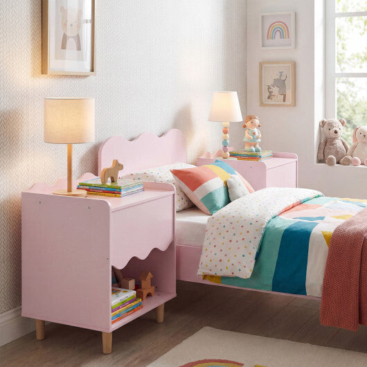 Toddler Scalloped Side Table with Wide Top & Open Compartment-Pink LuxuryLifeWay Online Store