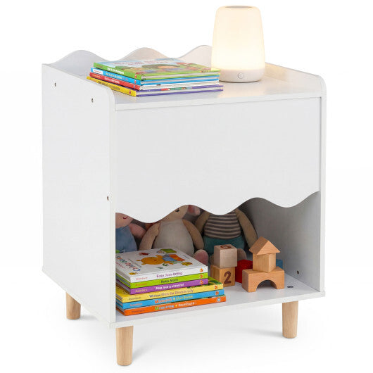 Toddler Scalloped Side Table with Wide Top & Open Compartment-Pink LuxuryLifeWay Online Store