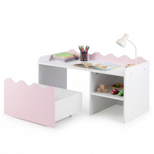 Scalloped Kids Bookshelf and Toy Storage Organizer for Playroom-Pink LuxuryLifeWay Online Store