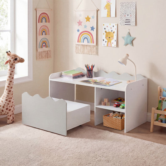 Scalloped Kids Bookshelf and Toy Storage Organizer for Playroom-Pink