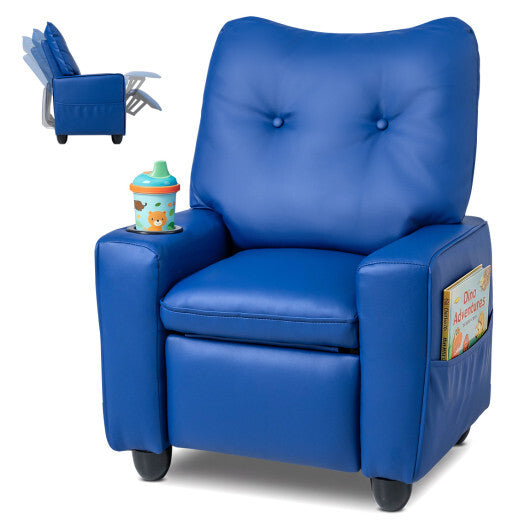 Kids Recliner with Cup Holder & Armrests and Adjustable Backrest for Playroom-Pink LuxuryLifeWay Online Store