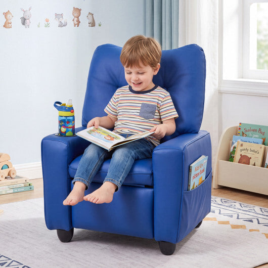 Kids Recliner with Cup Holder & Armrests and Adjustable Backrest for Playroom-Pink LuxuryLifeWay Online Store