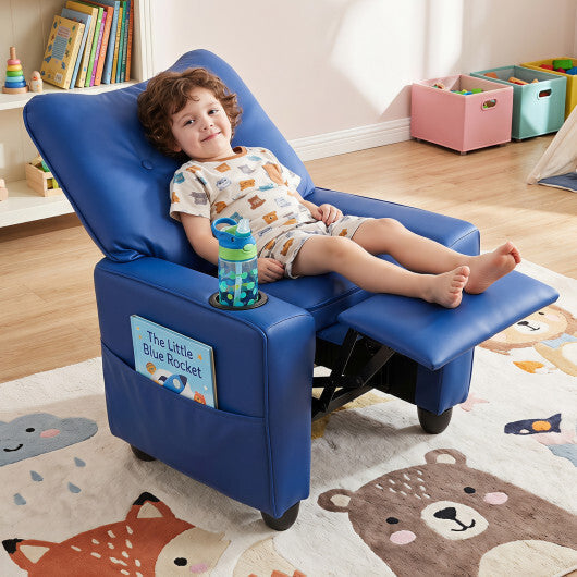 Kids Recliner with Cup Holder & Armrests and Adjustable Backrest for Playroom-Pink LuxuryLifeWay Online Store