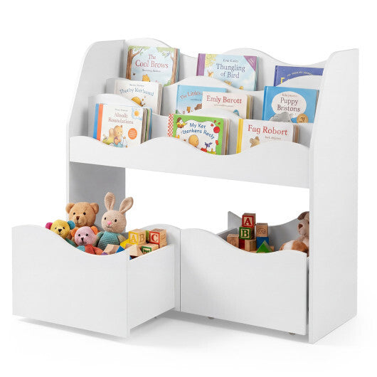 Kids Toy Wooden Storage Organizer with 2 Rolling Drawers for Kids Room-White LuxuryLifeWay Online Store
