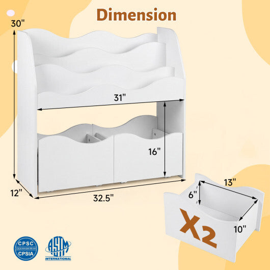 Kids Toy Wooden Storage Organizer with 2 Rolling Drawers for Kids Room-White LuxuryLifeWay Online Store