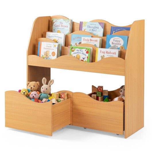 Kids Toy Wooden Storage Organizer with 2 Rolling Drawers for Kids Room-White LuxuryLifeWay Online Store
