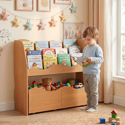 Kids Toy Wooden Storage Organizer with 2 Rolling Drawers for Kids Room-White LuxuryLifeWay Online Store