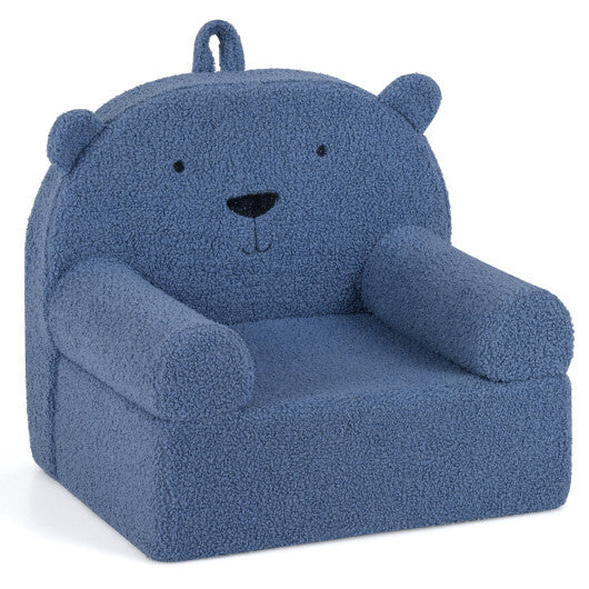Kids Bear Sofa Toddler Foam Couch with Soft Fleece Fabric Cover-Navy LuxuryLifeWay Online Store