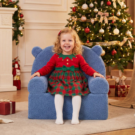 Kids Bear Sofa Toddler Foam Couch with Soft Fleece Fabric Cover-Navy LuxuryLifeWay Online Store