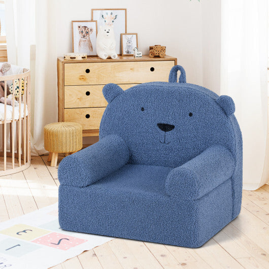 Kids Bear Sofa Toddler Foam Couch with Soft Fleece Fabric Cover-Navy LuxuryLifeWay Online Store