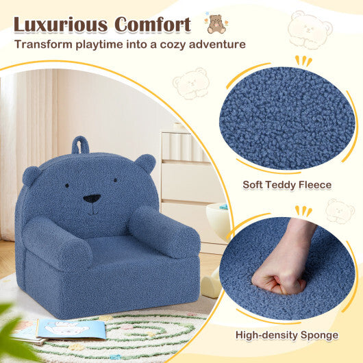 Kids Bear Sofa Toddler Foam Couch with Soft Fleece Fabric Cover-Navy LuxuryLifeWay Online Store