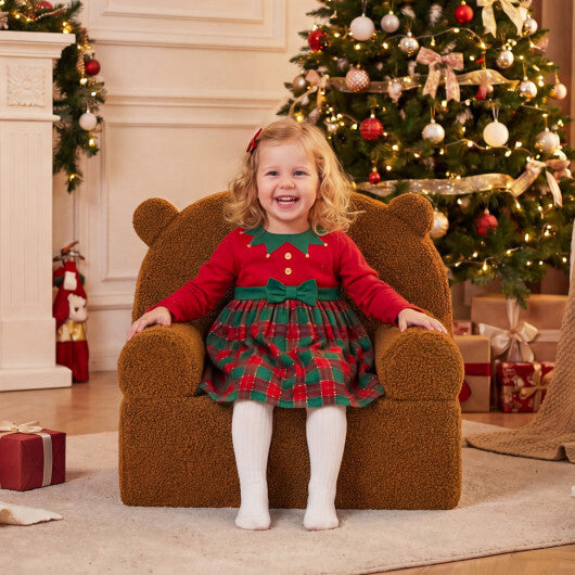 Kids Bear Sofa Toddler Foam Couch with Soft Fleece Fabric Cover-Navy LuxuryLifeWay Online Store