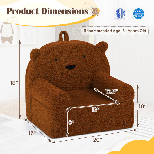 Kids Bear Sofa Toddler Foam Couch with Soft Fleece Fabric Cover-Navy LuxuryLifeWay Online Store
