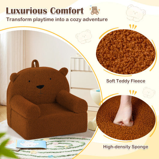 Kids Bear Sofa Toddler Foam Couch with Soft Fleece Fabric Cover-Navy LuxuryLifeWay Online Store