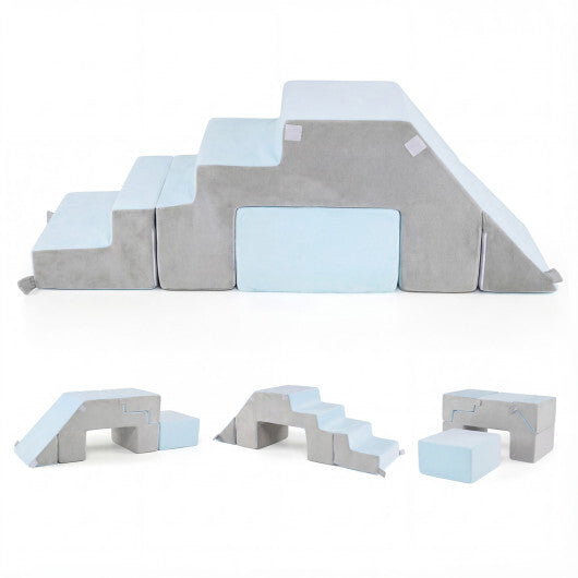 4-in-1 Foam Climbing Blocks Toddler Indoor Climb with Slide-Gray LuxuryLifeWay Online Store