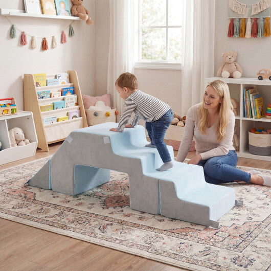 4-in-1 Foam Climbing Blocks Toddler Indoor Climb with Slide-Gray LuxuryLifeWay Online Store